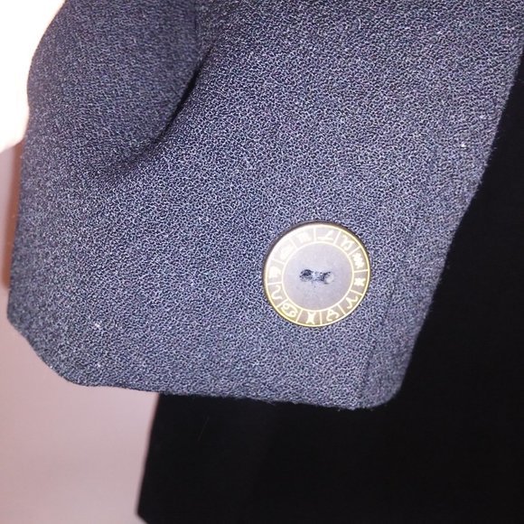 Larry Levine Suits Coat Jacket Size 8 Solid Black 100% Wool Crepe Double Breaste - Picture 14 of 16